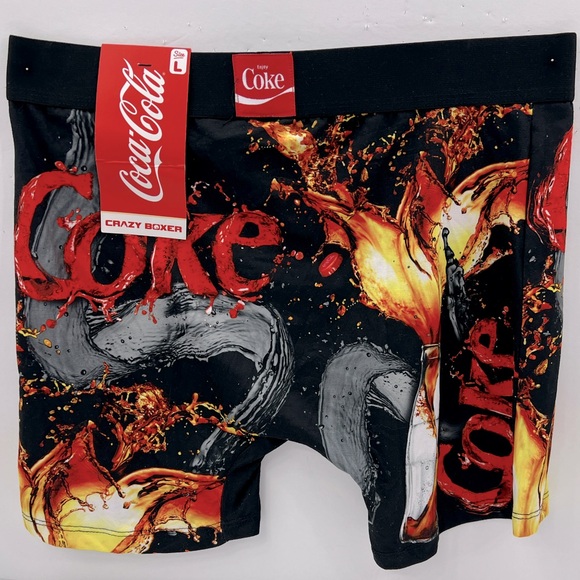 CRAZY BOXER BRIEFS COCA COLA DESIGN, 92%  POLYESTER 8% “ELASTHANNE,” LARGE - Picture 2 of 11